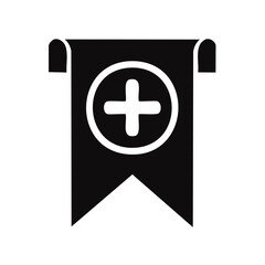 Obraz premium Medical Plus Symbol Displayed on Scroll Banner Design Concept for Health Services