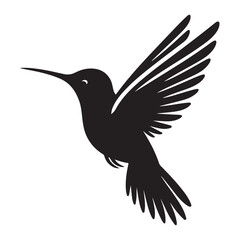 Humming bird silhouette vector art illustration, Wildlife