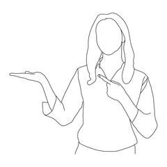 Office Lady line art vector design. Office Lady outline illustration design.