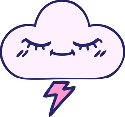 cute cartoon of a thunder cloud in bright neon color