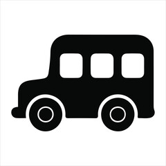 Simple School Bus Silhouette Icon – Black Vector Design