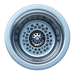 Stainless steel kitchen sink drain isolated on transparent background