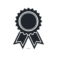 Single Black Rosette Ribbon Award Vector Illustration Graphic Element