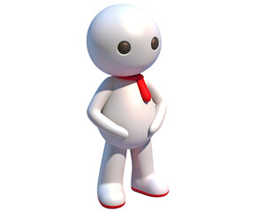 Fototapeta premium 3D Render of a Cute Cartoon Character with Red Tie on Transparent Background