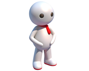 3D Render of a Cute Cartoon Character with Red Tie on Transparent Background