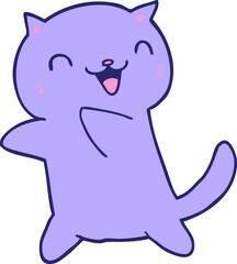 cartoon cat in bright neon color