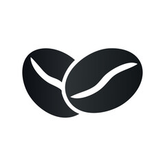 Two stylized coffee beans side by side illustration on a white background for beverage marketing