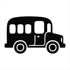 Simple School Bus Silhouette Icon – Black Vector Design