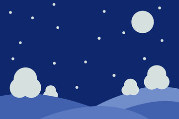 winter landscape with moon