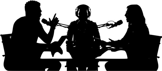 Naklejka premium Guest Podcast Broadcasting Silhouette 