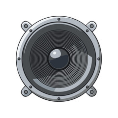 Illustrated Gray Speaker on White Backdrop Audio Equipment Sound System Vector Graphic