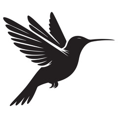 Humming bird silhouette vector art illustration, Wildlife