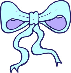 cartoon bow in bright neon color