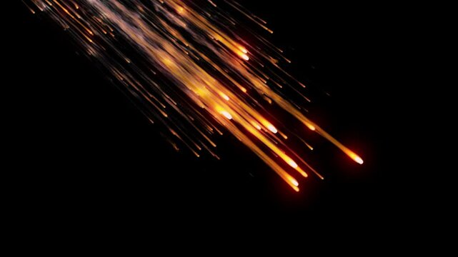 Meteors falling from the sky - meteors entering the earths atmosphere - VFX element - 4K Pro Res with mask pass, 60 fps