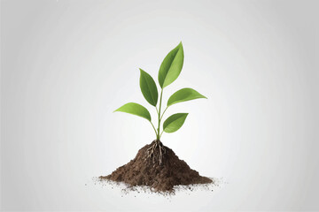 young plant in soil on transparent background,png design elements