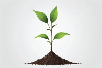 young plant in soil on transparent background,png design elements