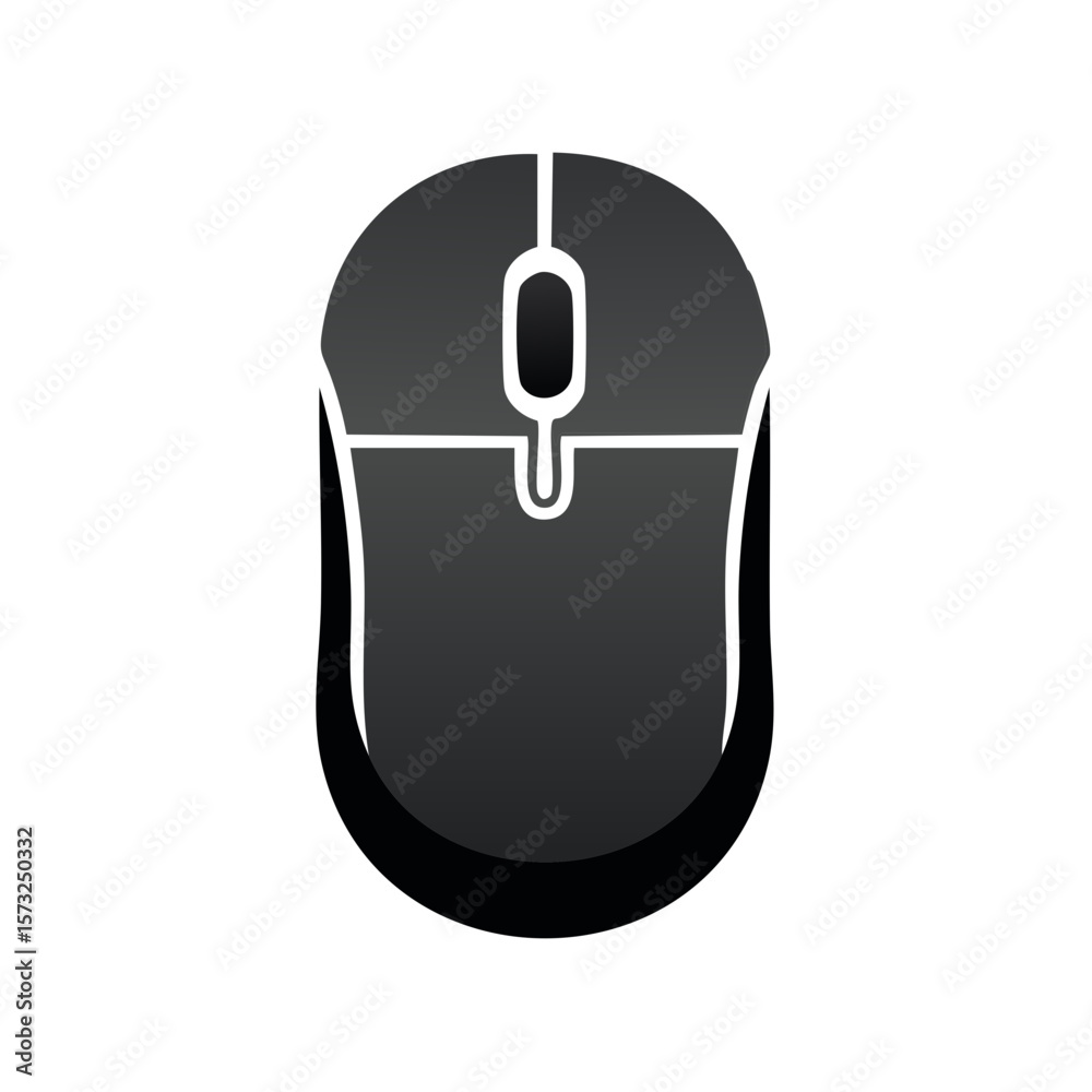 Fototapete minimalist illustration of a black wireless computer mouse with white outline, modern design for web