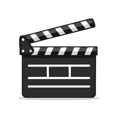 Fototapeta premium Open Clapperboard with Stripes for Film and Movie Production, Cinema Start, Blank Slate for Text, Isolated