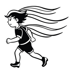 Fototapeta premium Dynamic Running Boy Illustration Vector Art of a Child in Motion