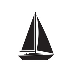 Sailboat silhouette vector flat illustration design.
