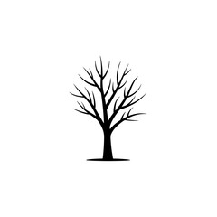 Obraz premium Bare bush black silhouette vector, Simple silhouette Design vector icon with white background