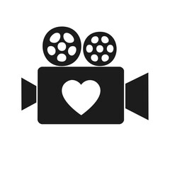 Movie Camera with Heart Icon A Love Story Video Symbol for Romantic Films Cinema and Weddings