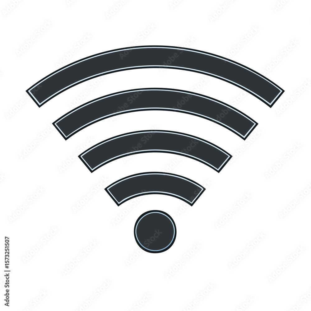 Fototapete Stylized Wireless Internet Connection Icon with Arcs and Circle isolated on White