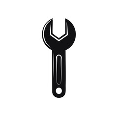 Black silhouette of a spanner wrench for repair services isolated on white background for construction or industry projects