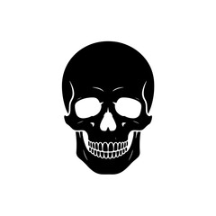 Fototapeta premium Skull Halloween black silhouette vector, spooky simple silhouette design icon on white background, Halloween clipart illustration