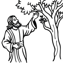 Jesus different activities line art kids coloring page 