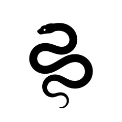 Obraz premium snake black silhouette vector, Simple silhouette Design vector icon with white background. Halloween clipart illustration