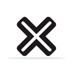 Obraz premium Simple Black X Mark with Rounded Edges on White