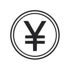 Obraz premium Yen Currency Symbol Inside Double Circle Design on White Background