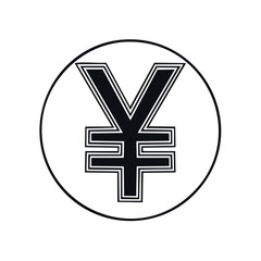 Stylized Yen Symbol Isolated on White - Modern Finance Icon with Circular Frame, Payment, Currency, Economy