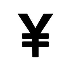 Isolated Japanese currency black glyph graphic the Yen symbol for trade and finance