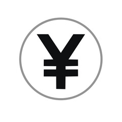 Japanese Yen Symbol in Black Circle, Money and Currency Graphic Element