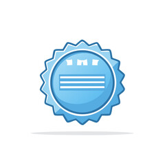 Light Blue Serrated Circle with Horizontal Lines and Blank Shapes for Text, Decoration, or Information