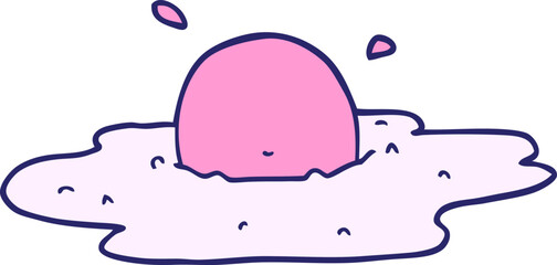 cartoon fried egg in bright neon color