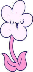 cartoon flower with happy face in bright neon color