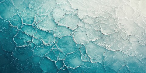 Icy frost texture in white with angular diagonal crack over cool teal