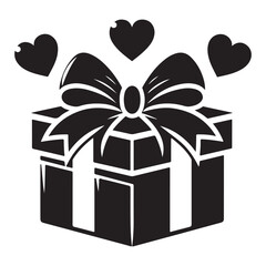 Gift Box with Hearts and Ribbon A Festive Celebration Icon
