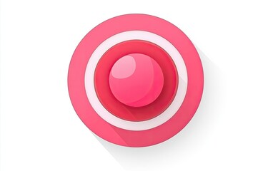 Pink circular button with concentric rings