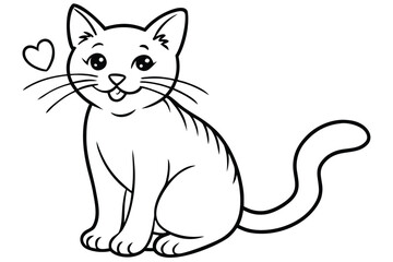 pretty, kitty, sitting, smiling, watching on you, with heart, kissing