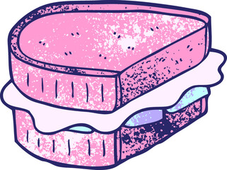 cartoon doodle toasted sandwich in bright neon color
