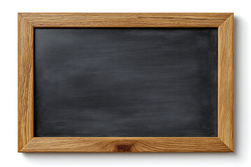 Clean Dark Gray Chalkboard in Light Brown Wooden Frame Blank Surface Empty Space Textured Background