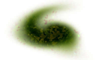 Green hairy caterpillar larva isolated on white background with moss and grass