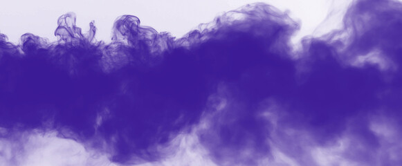 Indigo Purple smoke cloud fog dust isolated on transparent background. Colorful smoke smog misty...
