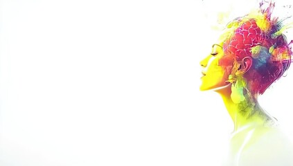 Colorful female profile, vibrant abstract art