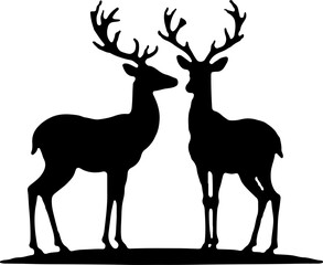 Silhouettes of Two Deer with Antlers" vector 