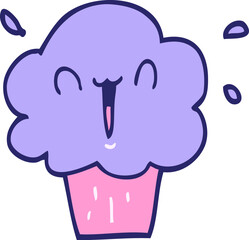 cartoon cupcake in bright neon color